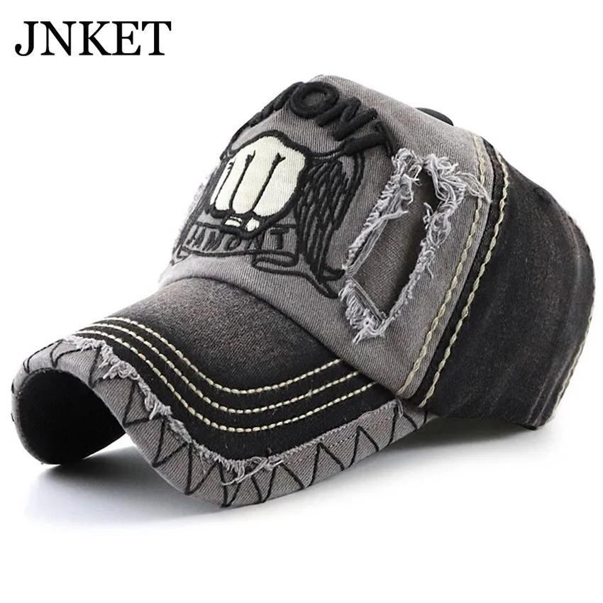

JNKET Washed Fabric Worn-Out Style Embroidery Baseball Cap Casual Trucker Hats Outdoor Sports Cap Casquette