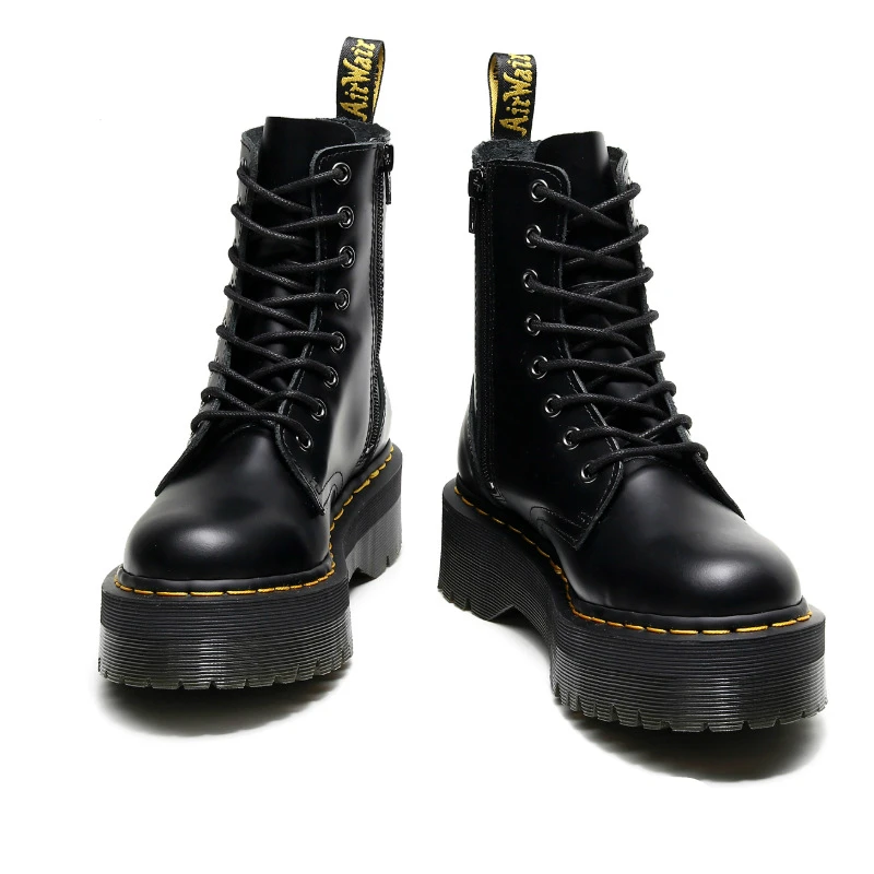 Модные женские Ботинки Martin в стиле ретро полусапожки на толстой подошве зимние