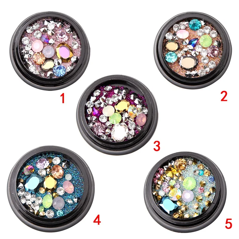 Набор инструментов для дизайна ногтей прозрачные Пришивные АВ Стразы точечные