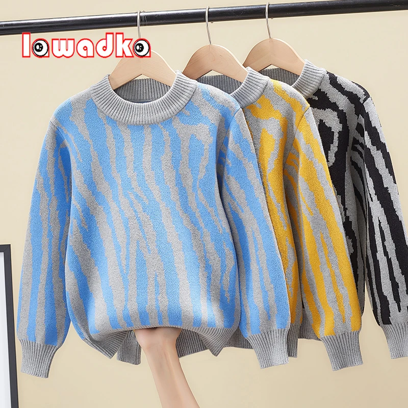 

Lawadka 4-15T Knitted Sweaters For Boys Casual Autumn Winter Children's Outerwear Clothing 2021 Kids Teenager Sweater Oversize