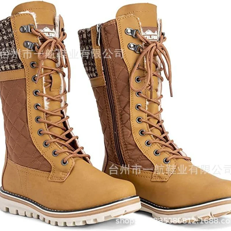 

Женские зимние ботинки большого размера, темно-синие теплые меховые стельки, нескользящая подошва, верхняя шнуровка на молнии, бесплатная д...