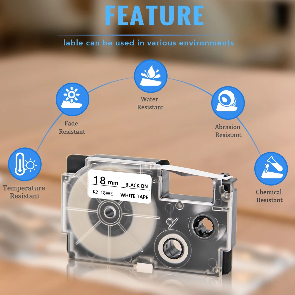Absonic 2 шт. XR-18WE 18 мм черный на белом фоне EZ и нашивкой в виде буквы Лента картридж