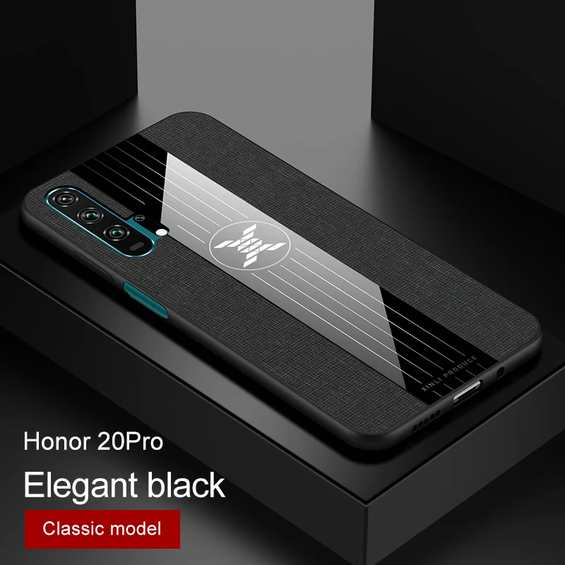 only black case Чехол для huawei honor 20 Pro, роскошная жесткая ткань с кольцом, магнитный штатив, тонкая защитная задняя крышка для huawei honor 20 20pro honor 20 - Color: only black case