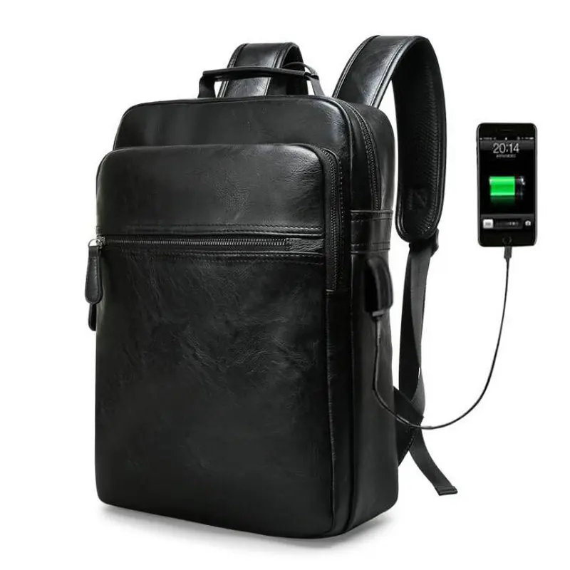 Мужские рюкзаки новый модный вместительный рюкзак из искусственной кожи для