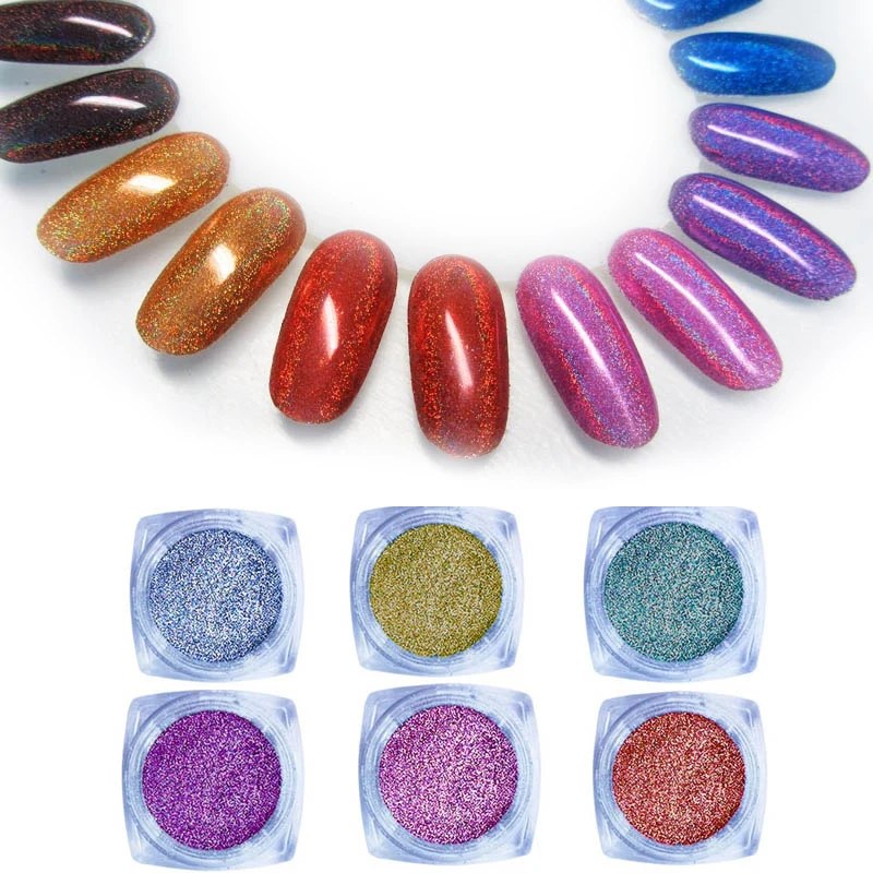 6 компл. Лак для ногтей Сверхтонкий голографический блестящий пылезащитный лак