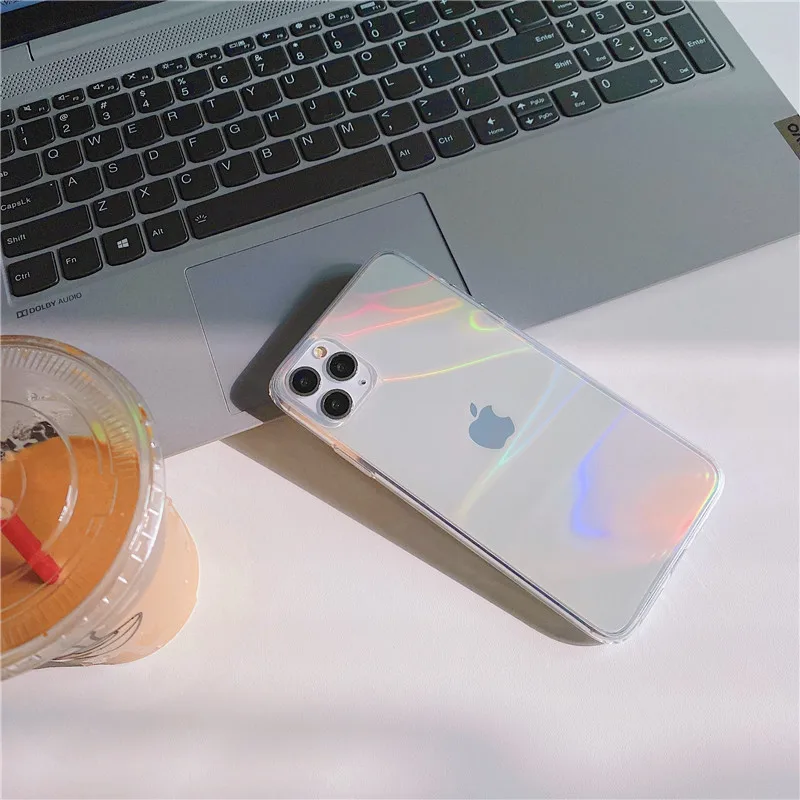 Laser Rainbow Transparent Phone Case For iPhone11 11 Pro Max XR X XS 7 8 Plus Soft Silicone Shockproof Clear Back Cover | Мобильные