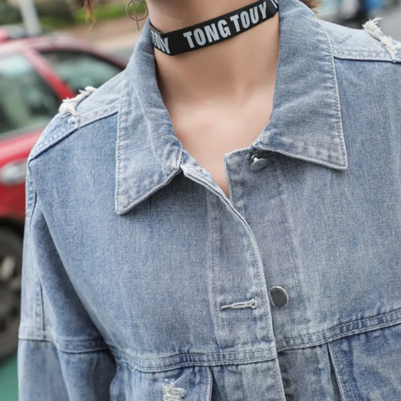 Spring Jeans Jacket Women 2021 New Korean Style Fashion Coat Irregular Hole Top College Denim jackets Female Jaquetas Feminina | Женская