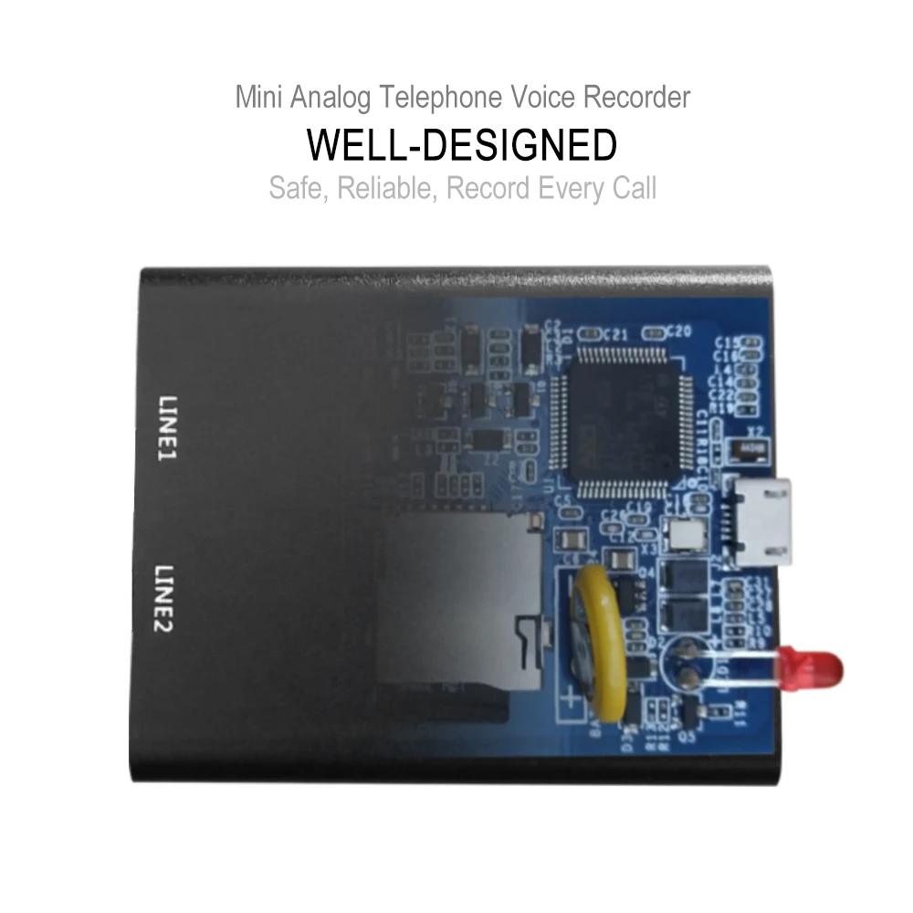 Телефонный диктофон стационарный для системы + 32 ГБ памяти Мини Аналоговый