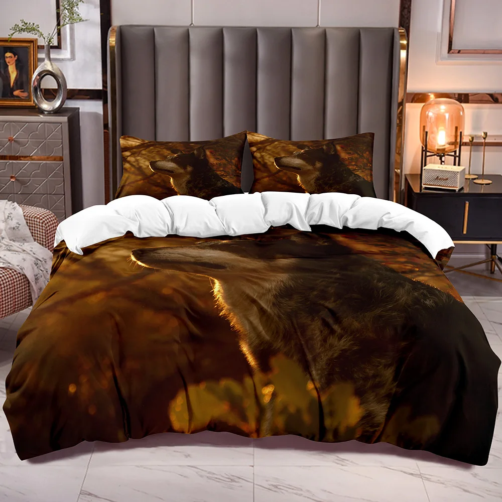 

Bedding Duvet Cover with 3D Forest Dog Print with Animal Theme Kids Teens Comforter Cover Sets with Zipper Closure Corner Ties
