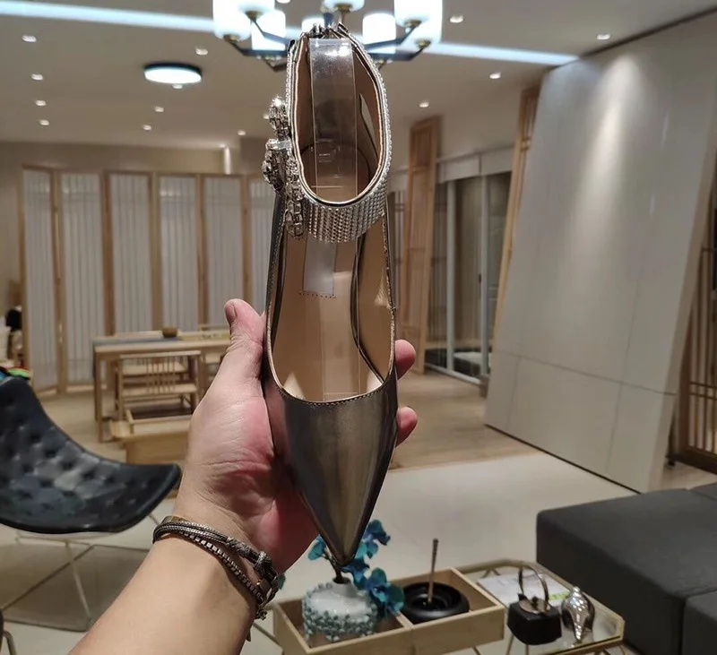 Blingbling женские туфли на каблуке с кристаллами и пряжкой острым носком со стразами