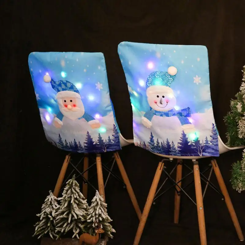 

Christmas Chair Covers Santa Printed Elastic Stretch Dining Room Chair Slipcover Kitchen Seat Cover Home Textile for Holiday