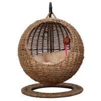 summer semi closed cat litter round opening with cushion hammock removable washable pet hanging basket cats products for petscd