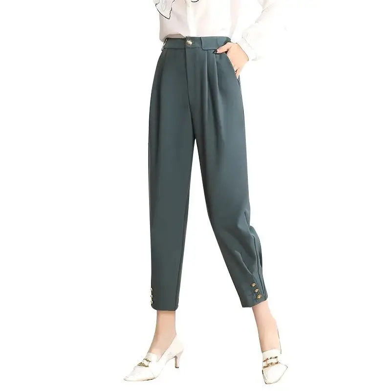 

Spring Summer New Women's Pants Fashion Casual Loose High Waist Ankle Length Harem Pants Female Office Work Solid Trousers L310