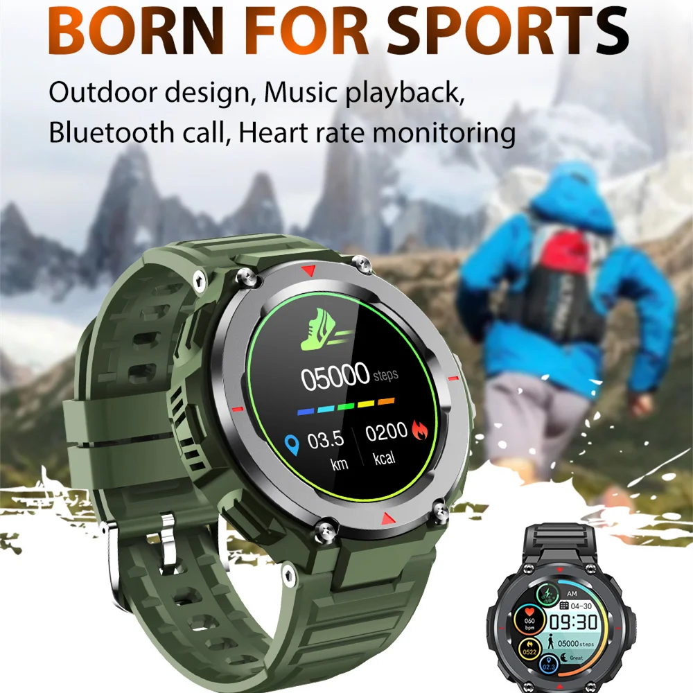 Monitor de Freqüência Smartver para Homens 400mah ao ar Livre Música Jogar Chamada Bluetooth Relógio Inteligente Multi-modo Esporte Cardíaca Android Ios Fitness
