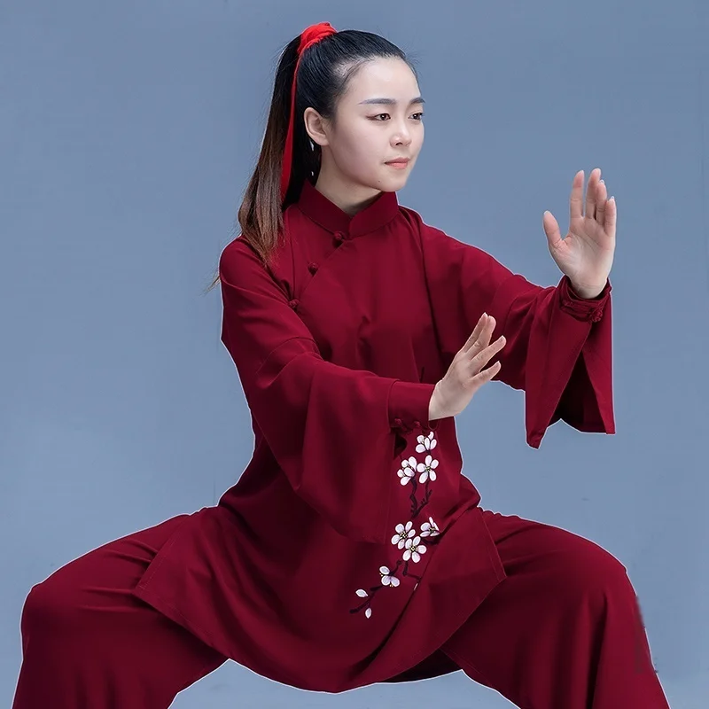 Красное вино ушу униформа китайский воин Костюм Брюс Ли крыло Чун Одежда Форма