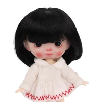 aidolla 18 bjdsd doll hair wig long bangs black hair diy doll accessories high temperature fiber wig for doll girl gift