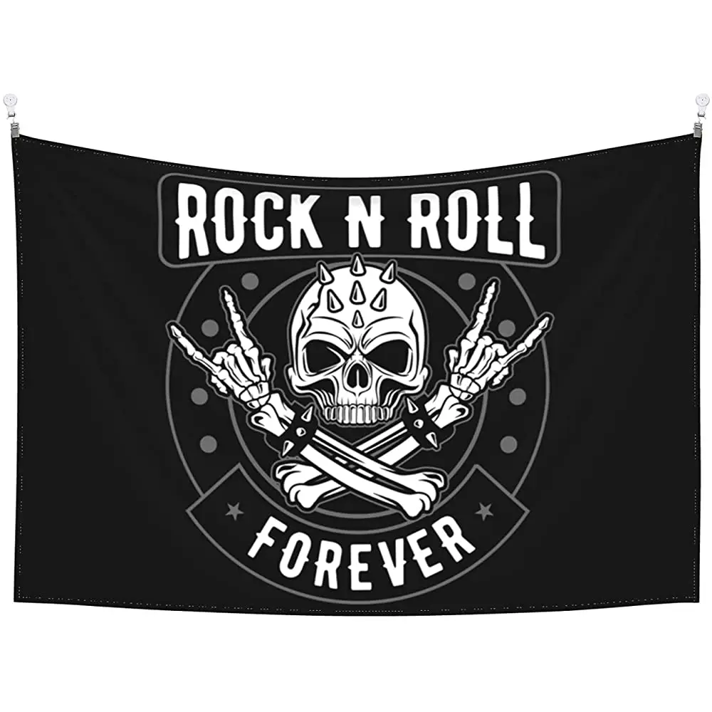 Rock'n'Roll Gothic Skull Tapestry 60x40 In Room Wall Hanging Decoration Wall Tapestry