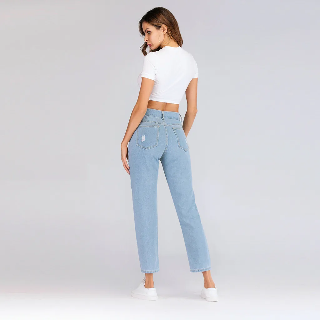 SAGACE женские обтягивающие рваные джинсовые брюки со средней талией Длинные