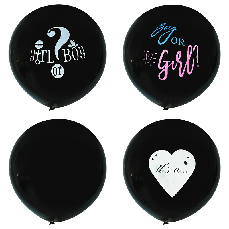 

36inch Gender Reveal Balloon Black Latex Confetti Globos Fun Baby Party Decoration He or She Boy or Girl Baby Shower Supplies