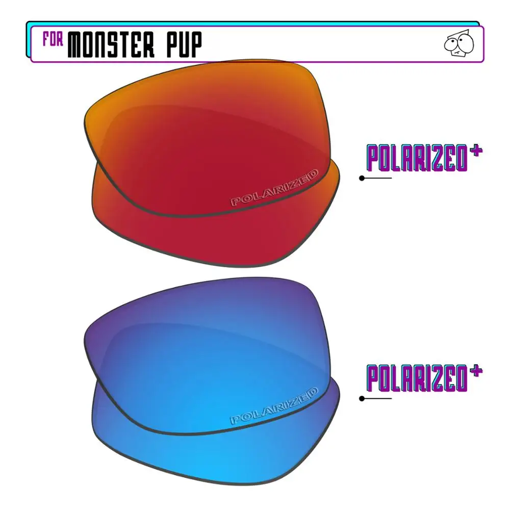 EZReplace Polarized Replacement Lenses for - Oakley Monster Pup Sunglasses - BlueP Plus-RedP Plus