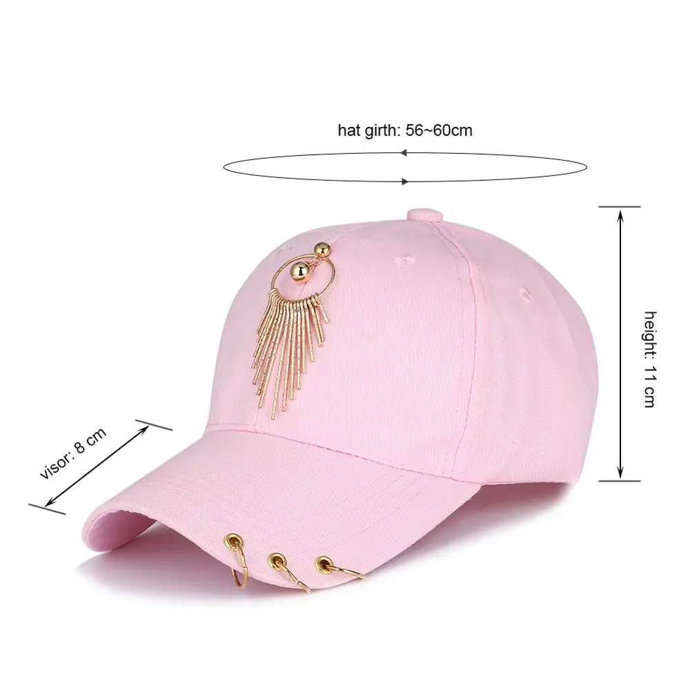 K Pop Бейсболка кисточки золотые кольца мужская Кепка Козырек кекет Мода папа