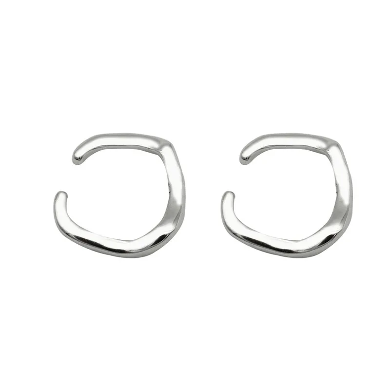 

2021 New Fashion Women Irregular Simple Glossy Ear Clip Without Ear Hole Personalized Creative Design Punk Metal Style for Women