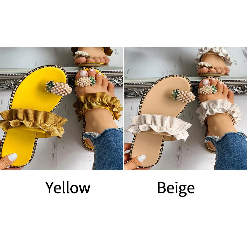 Модные пляжные сандалии Летние женские повседневные тапочки с фруктами