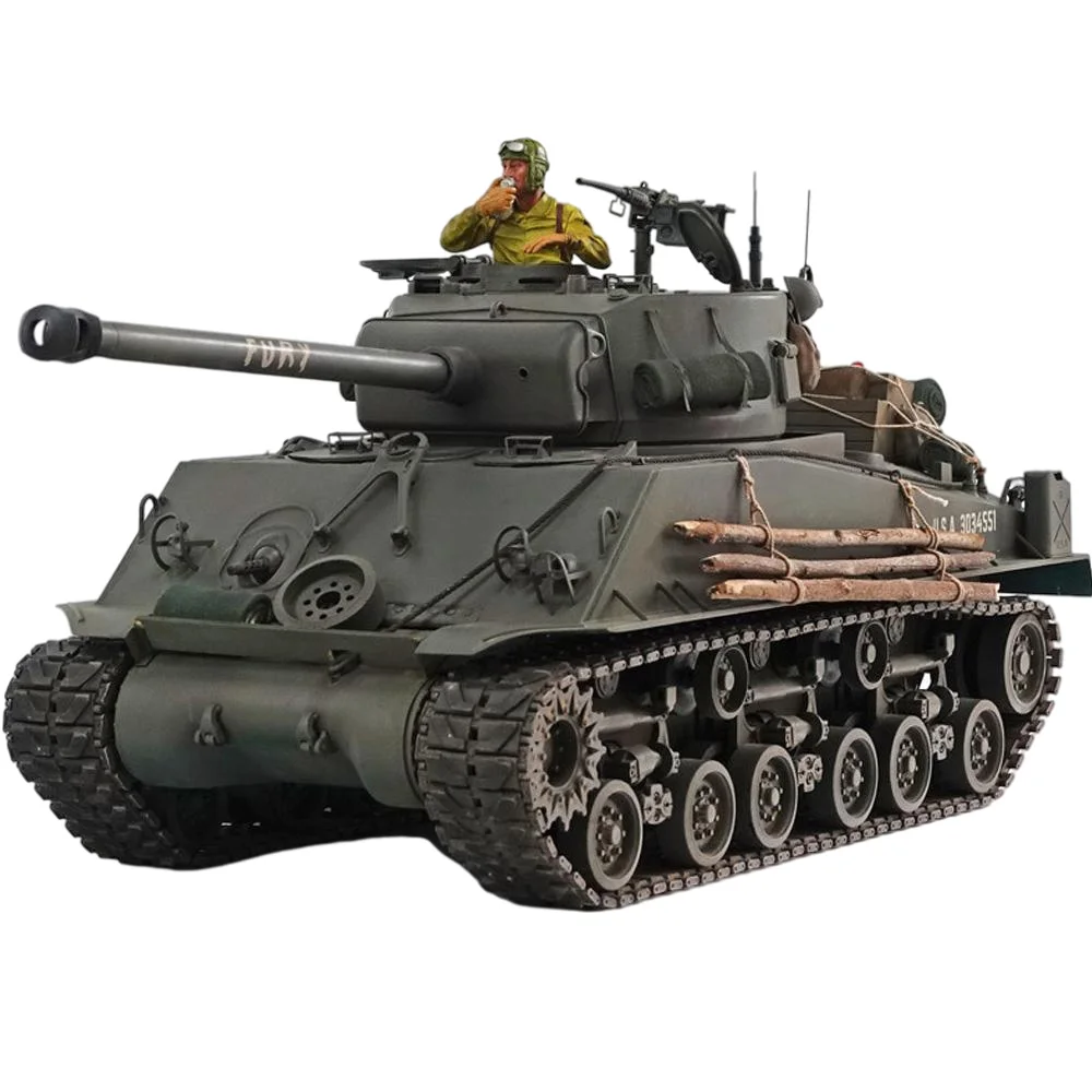 1/10 FURY Shermann M4A3E8 Heavy Hand-Made Tank  2.4G RC RTR WW2 Military Army Model Panzer Remote Control Easy Eight Brad Pitt