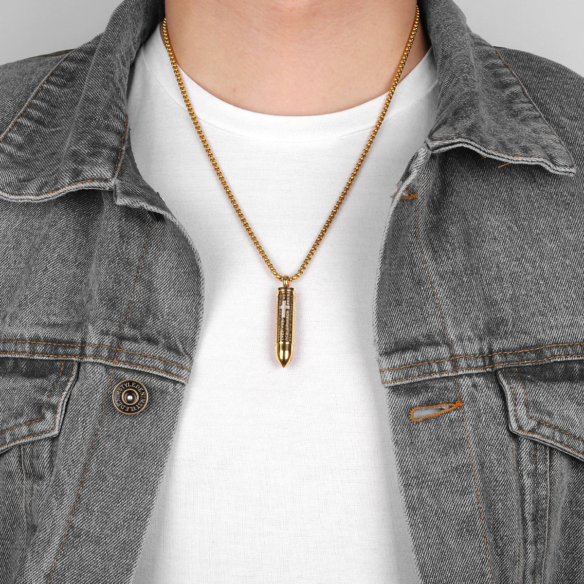 Золотистый и черный синий пуля Крест Подвески мужские ожерелья цепи для