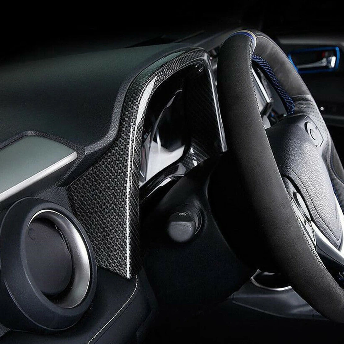 

Car Interior Dashboard Decorative Frame Trim Carbon Fiber Style Fit For Toyota RAV4 2016 2017 2018