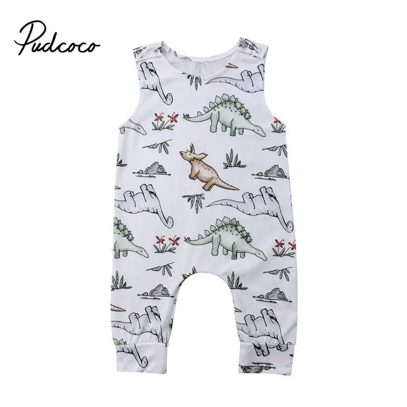 Pudcoco/детские комбинезоны летние без рукавов с рисунком динозавра из мультфильма