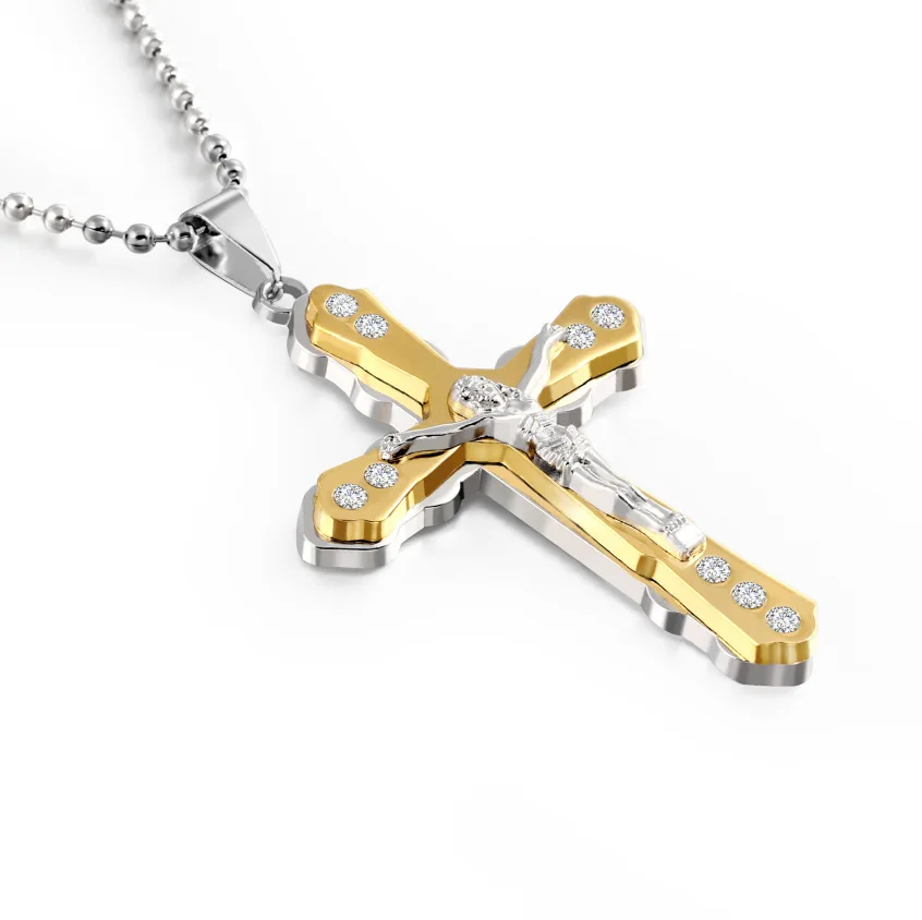 

Religious Jesus Cross Necklace for Men Fashion Hip Hop Wave Cross Pendent Necklace Jewelry Gifts