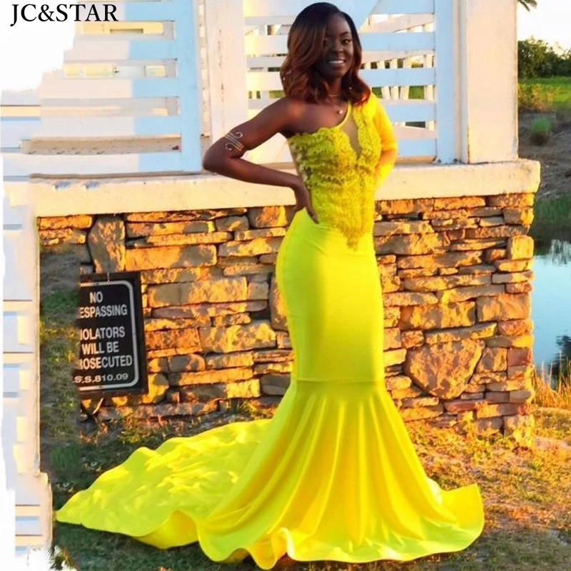 Vestidos elegantes de noche Новое Кружевное атласное платье на одно плечо с длинными рукавами
