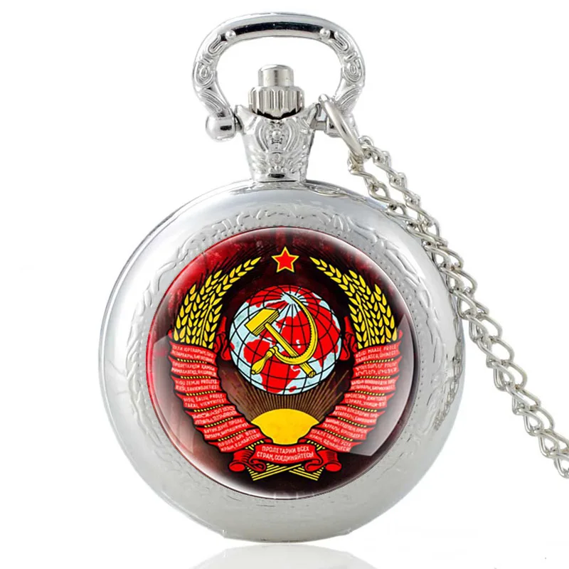 

Classic Soviet Union CCCP Glass Cabochon Quartz Vintage Pocket Watch Men Women Pendant USSR Necklace Chain Hours Clock