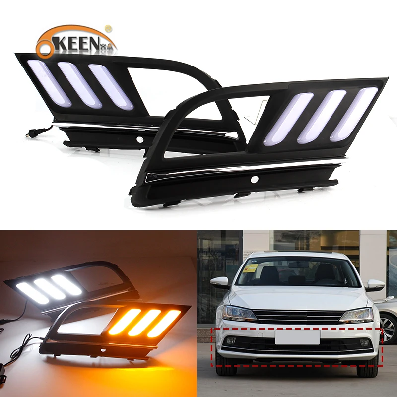 2 шт. для Фольксваген Джетта MK7 2016 2017 2018 светодиодный дневные ходовые огни желтые