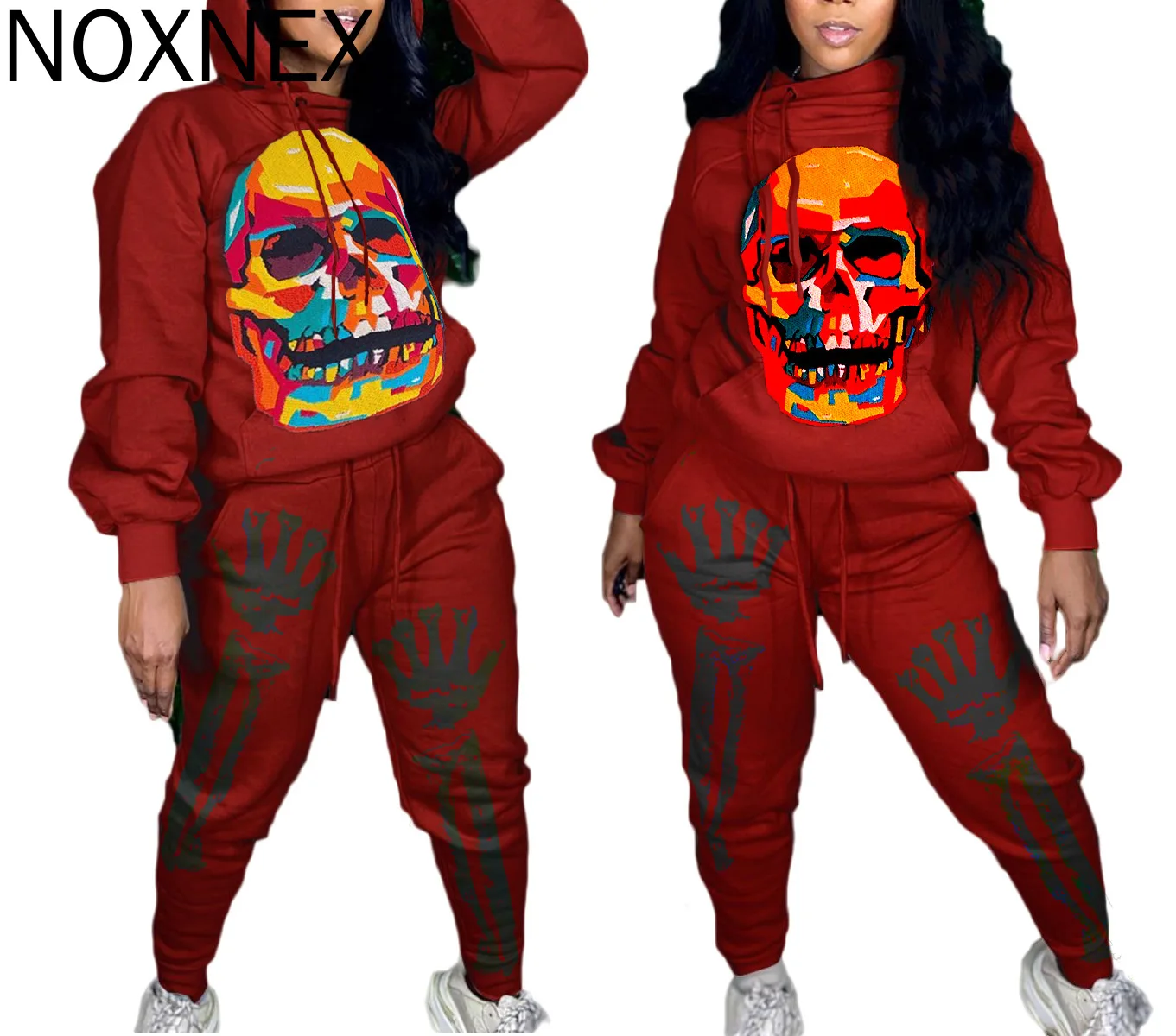 

Хлопковый топ на шнуровке с длинным рукавом NOXNEX, Новое поступление, весенняя шапка с принтом, брюки, костюм для отдыха для женщин