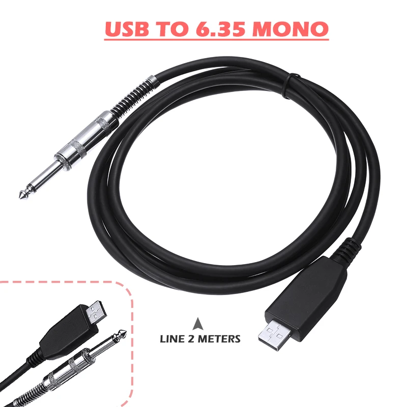 2 м противошумная Электрогитары Запись USB кабель для передачи данных Интерфейс