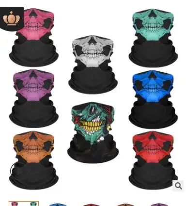 

wholesal 500pc/lot Skull Design Series Scarf Variety Tube Half Face Mask Halloween Headband Bandana Headwear Bicycle Head Scarf