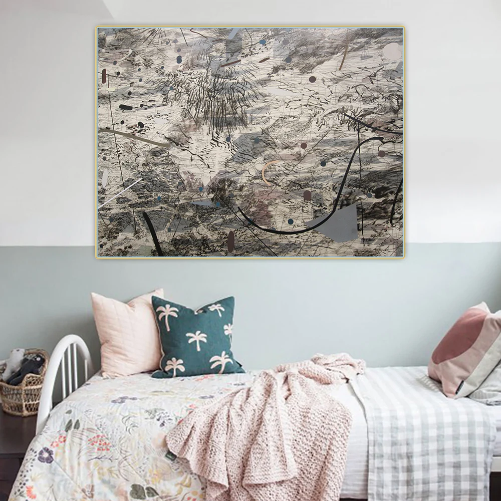 

Citon Julie Mehretu《Bayreuth and Middle》Abstract Canvas Art Oil Painting Artwork Picture Wall Decor Background Home Decoration