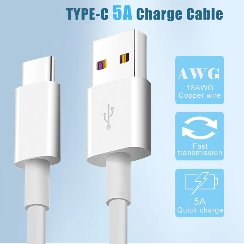 Зарядное устройство с usb type c на для быстрой зарядки Белый Дорожный кабель 5