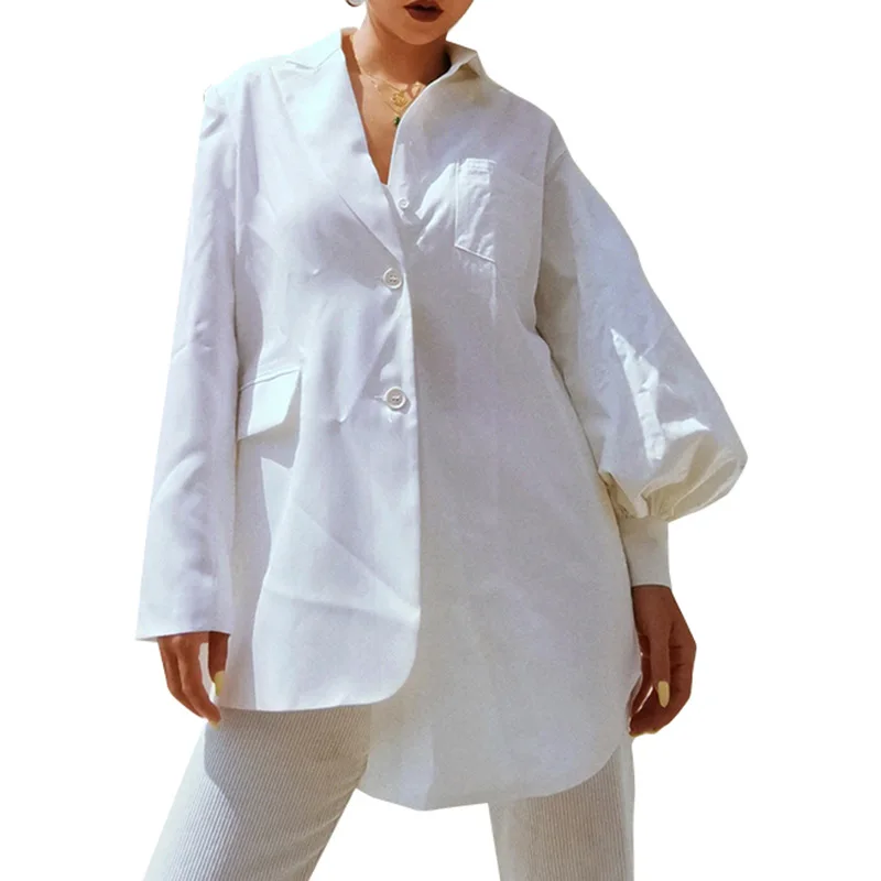 

2021 spring and autumn new suit women's casual loose fashion irregular shirt stitching jacket