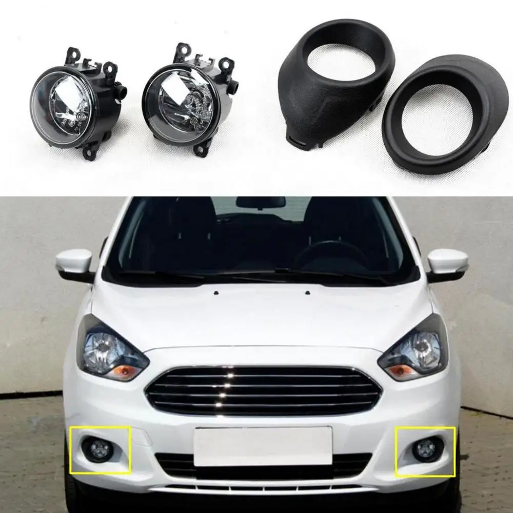 

JanDeNing Car Front Bumper Fog/Driving Lights Fog Lamp +Switch+Harness For Ford KA 2016-2018