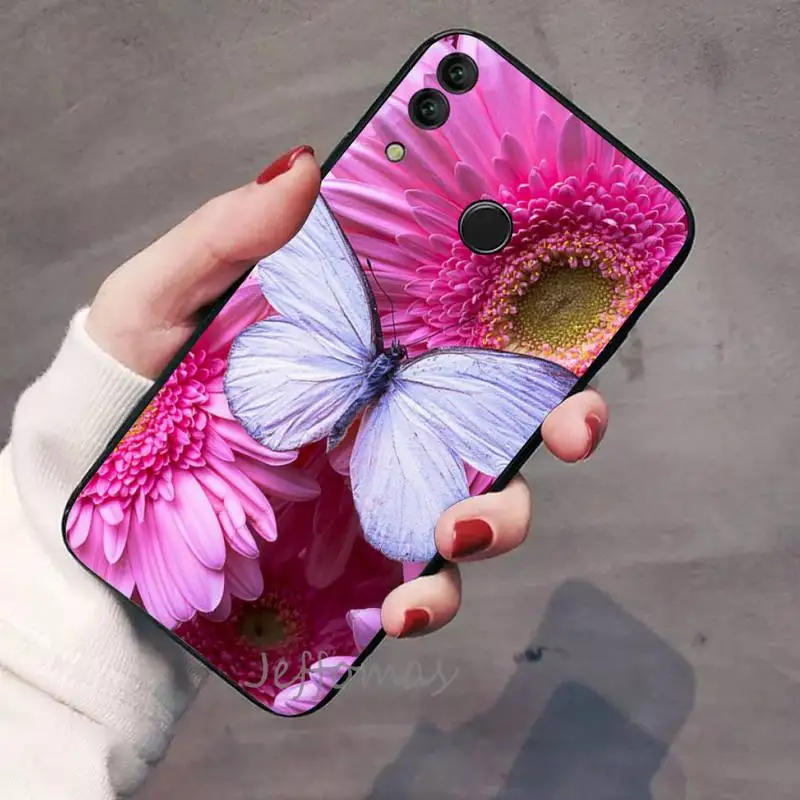 

Flowers butterflies Phone Case For Huawei Honor view 7a5.45inch 7c5.7inch 8x 8a 8c 9 9x 10 20 10i 20i lite pro