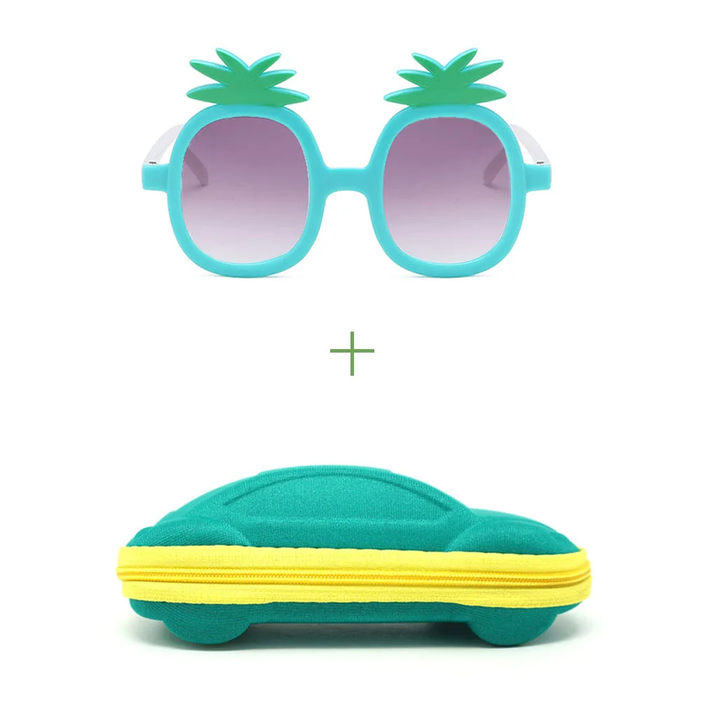 Glasses and case Ананасовые очки, детские солнцезащитные очки, милые детские солнцезащитные очки, UV 400, поляризационные, безопасный подарок, Прямая поставка - Цвет линз: Glasses and case