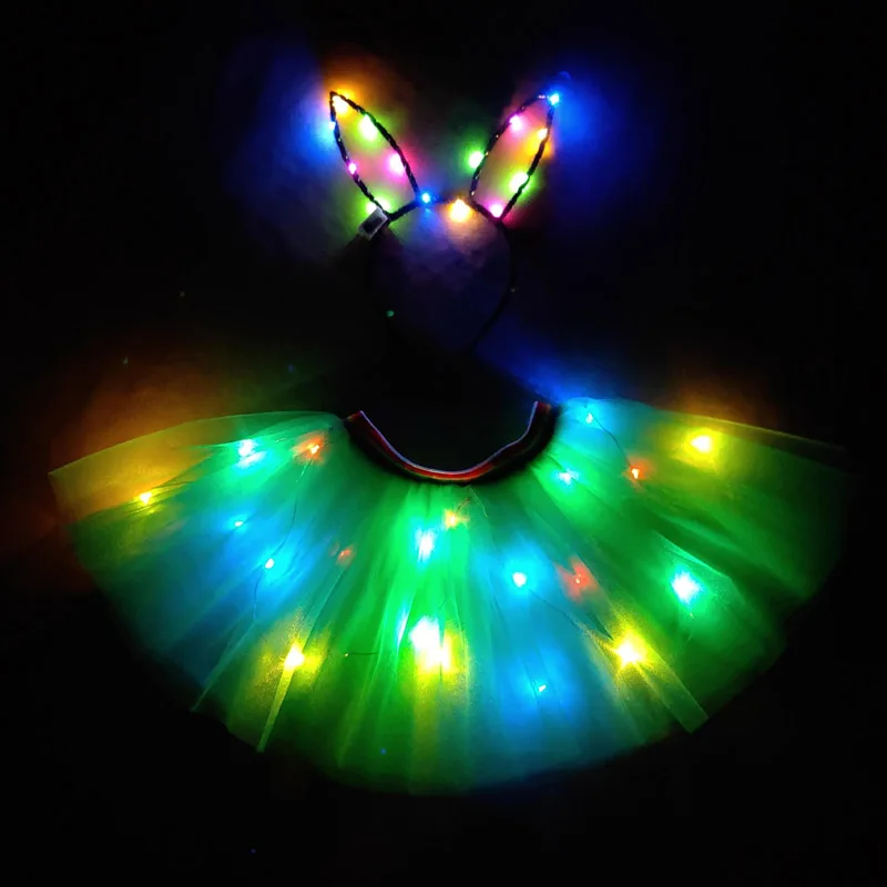 

Light Up Girls Kids Clothes Shiny Star Tutu LED Skirt Princess Party Tutus Tulle Pettiskirt Children Ballet led tron Dance Wear