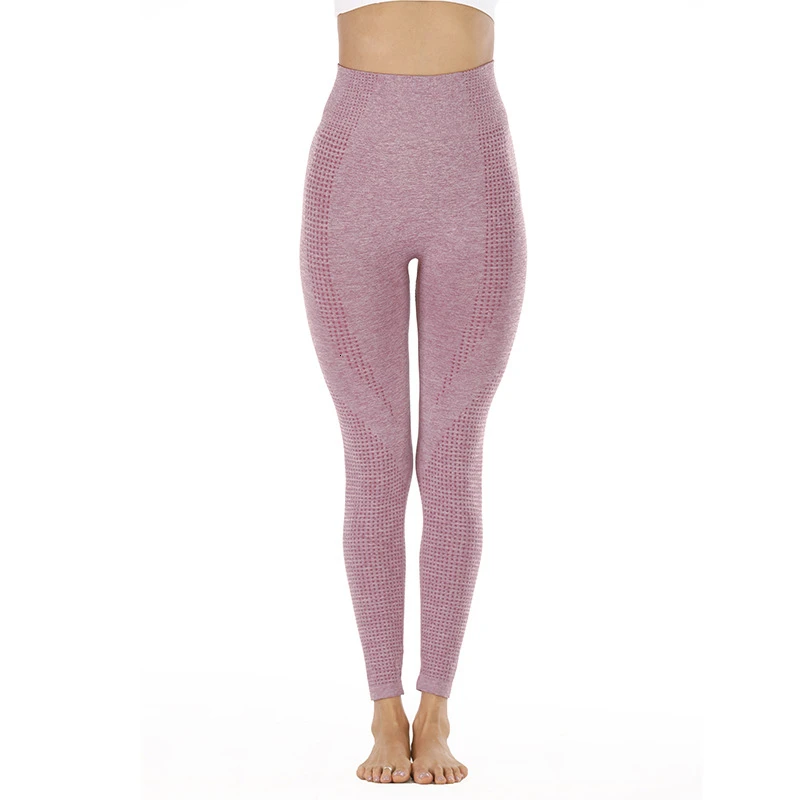 Женские однотонные Бесшовные штаны для йоги с высокой талией леггинсы