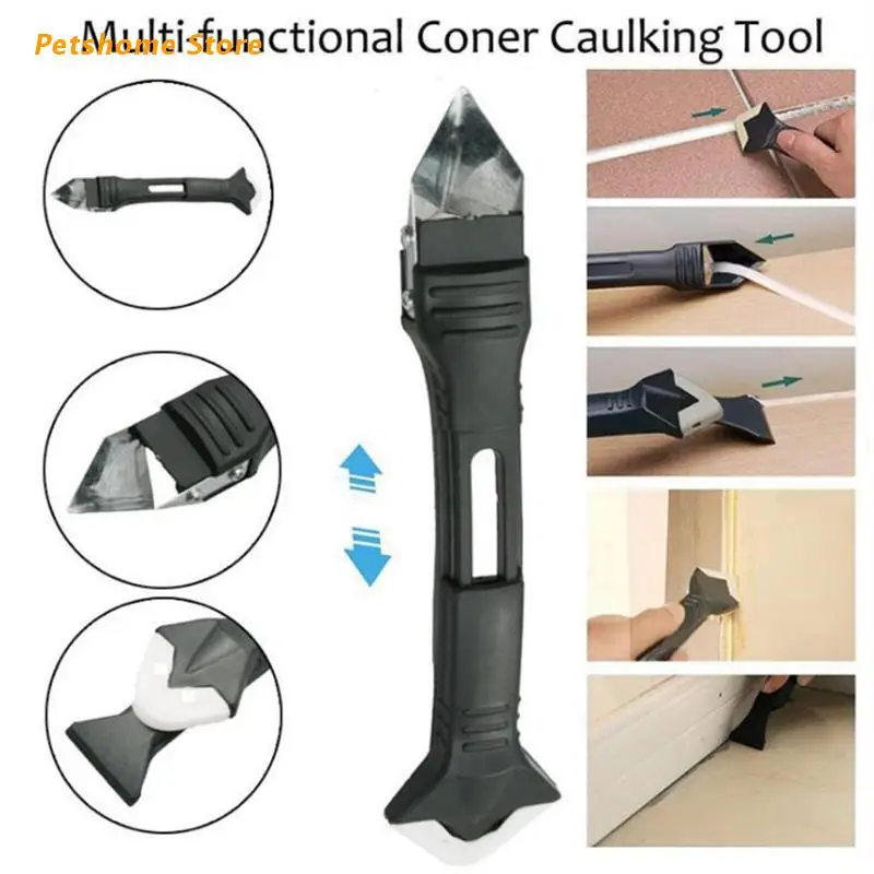 

15 Pcs Caulking Tool Kit, Sealant Finishing Tool Grout Scraper, Reuse and Replace Pads, Great Tools for Kitchen LX9C