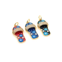 cz brass blue evil eye first small jewelry wholesale gold small slipper pendant diy jewelry making bulk