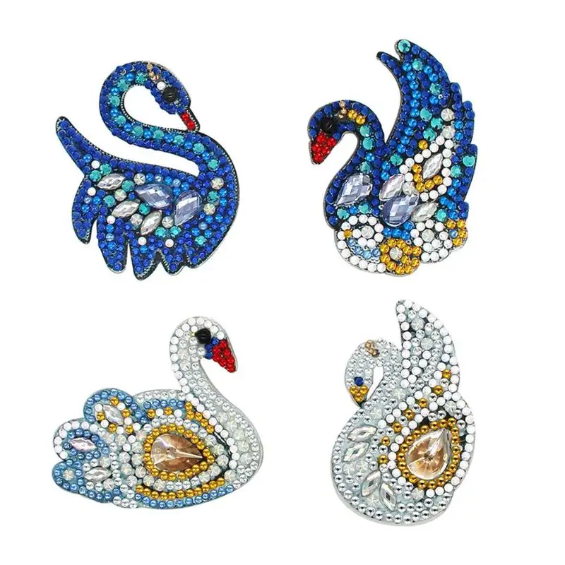 4 шт. Лебедь DIY полная дрель алмазная картина специальной формы брелок для ключей