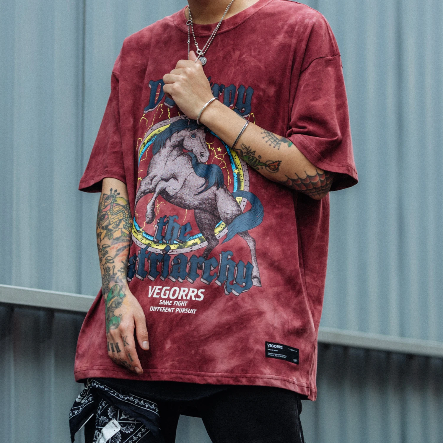 Футболка мужская с принтом диких лошадей хлопок короткий рукав Повседневная